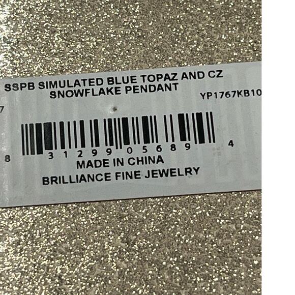 Brilliance Fine Jewelry Simulated Blue Topaz and‎ CZ Snowflake Necklace New - Picture 5 of 7